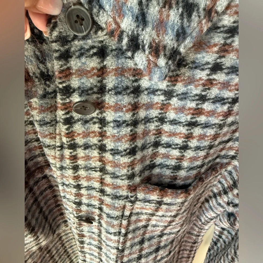 NWT GAP Plaid Unlined Wool Blend Shacket Jacket SZ L Brown Blue Gray Black - Picture 6 of 14